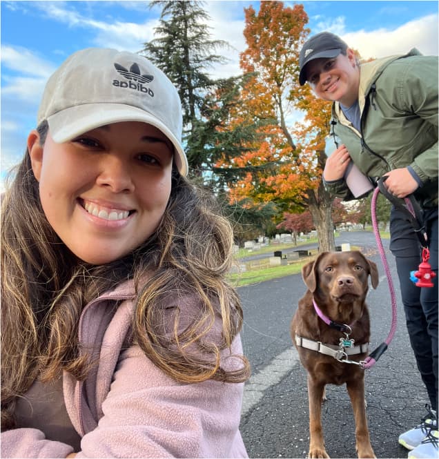 A couple with their dog